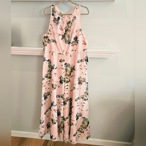 Adrianna Papell Pink Floral Wide Leg Jumpsuit Organza Sleeveless NWT Sz 14